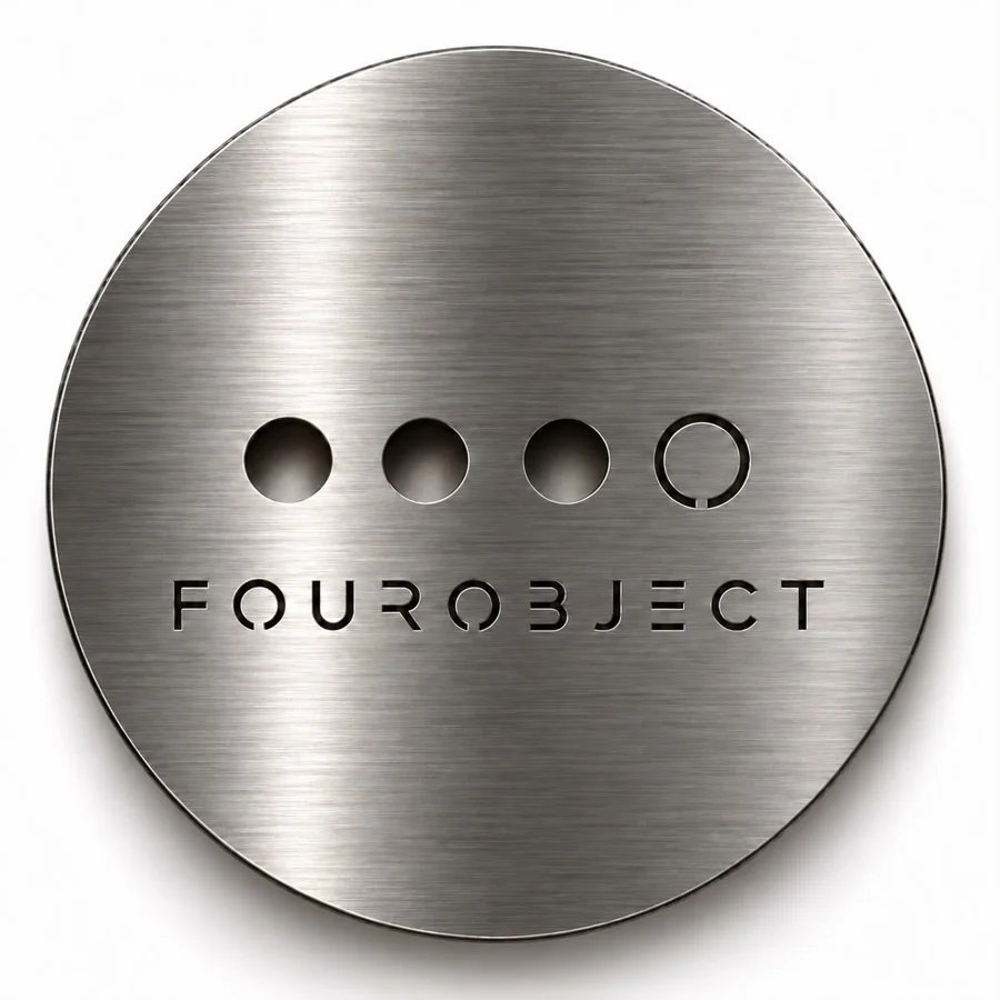 FOUROBJECT metal logo rozeti